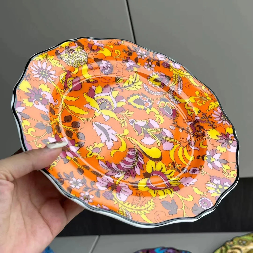 DecorBites™ Jungle Flower Bone China Dining Plates Set - Kitchen Tableware Dinnerware