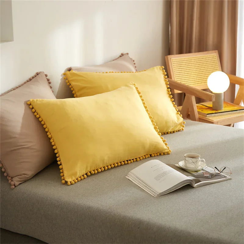 DecorBites™ Furball Tasseles Bedding Set | King/Queen Duvet Cover & Washed Quilt Cover Set