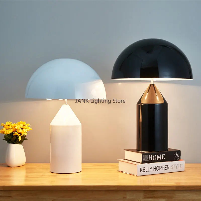 DecorBites™ Atollo Bedroom Table Lamp - Luxury Metal Mushroom Desk Light