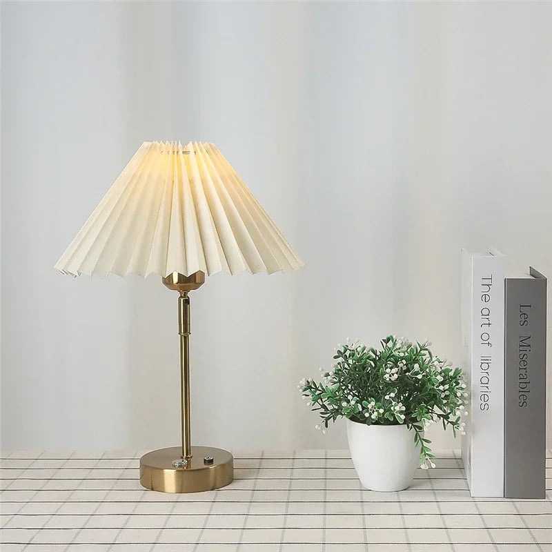 DecorBites™ Adjustable Pleated Table Lamp Nordic Retro LED Desk Light for Living Room Bedroom