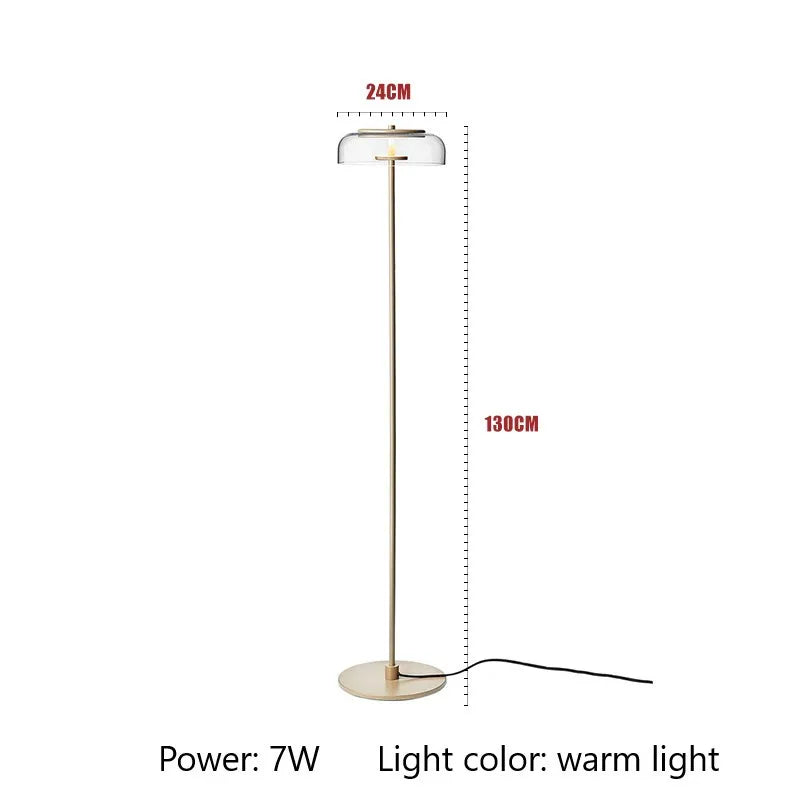 DecorBites™ Circular Glass Lampshade Floor Lamp for Living Room Office LED Lights
