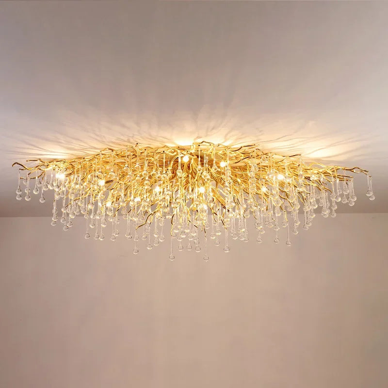 DecorBites™ Golden Chandelier Modern Luxury LED Glossy Ceiling Lamp