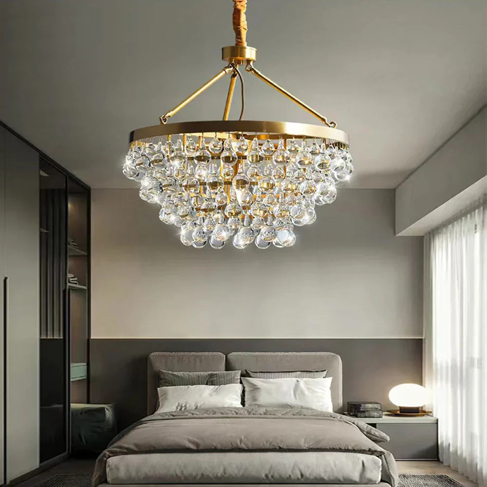 DecorBites™ Black Crystal Bead Ceiling Chandelier - Modern Classic for Living Room & Dining Table