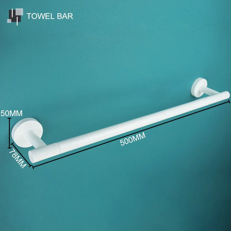 DecorBites™ Bathroom Accessory Set: Towel Rack, Toilet Brush, Paper Holder, Toothbrush Holder, Soap Tray