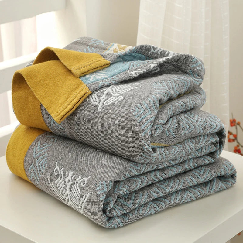 DecorBites™ Cotton Gauze Summer Blanket: Soft, Breathable, Cooling Quilt