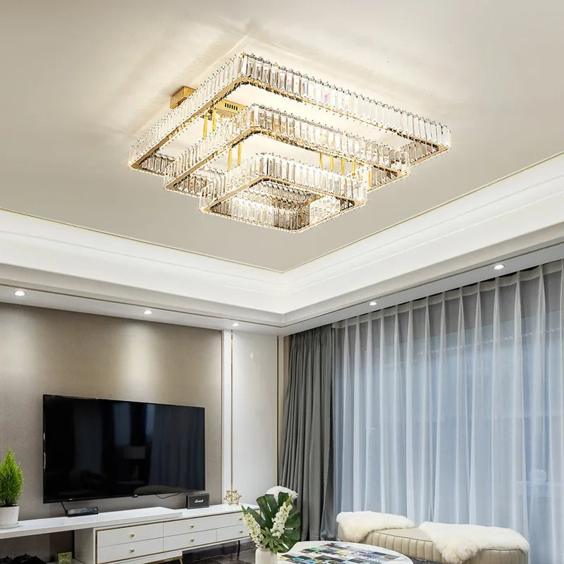 DecorBites™ Crystal Ceiling Chandelier Dimmable LED Lights for Luxury Foyers and Bedrooms