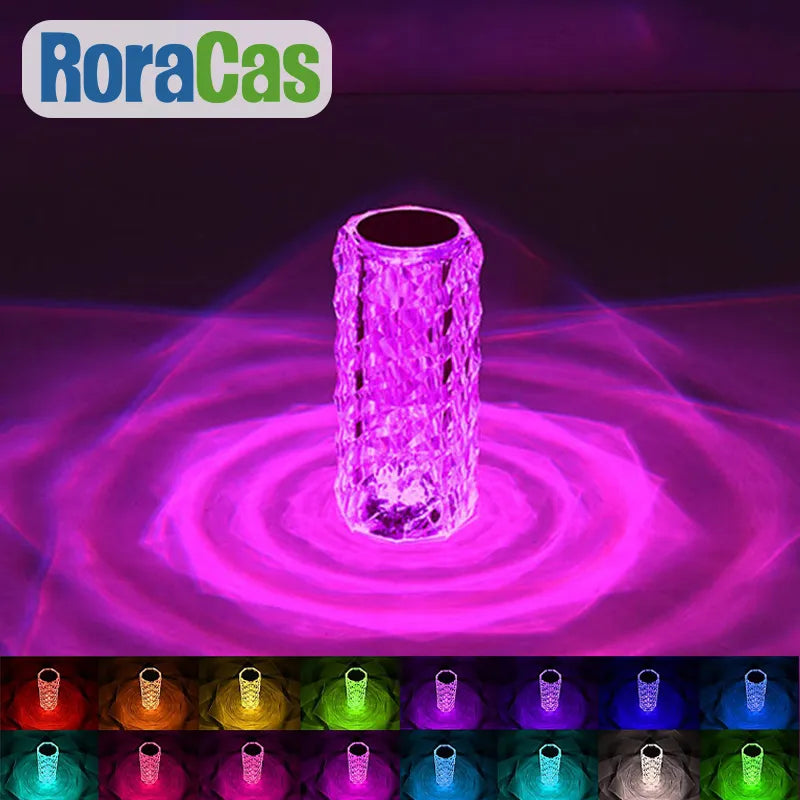DecorBites™ Crystal LED Night Light, USB Rechargeable Ambient Lamp for Room Decor