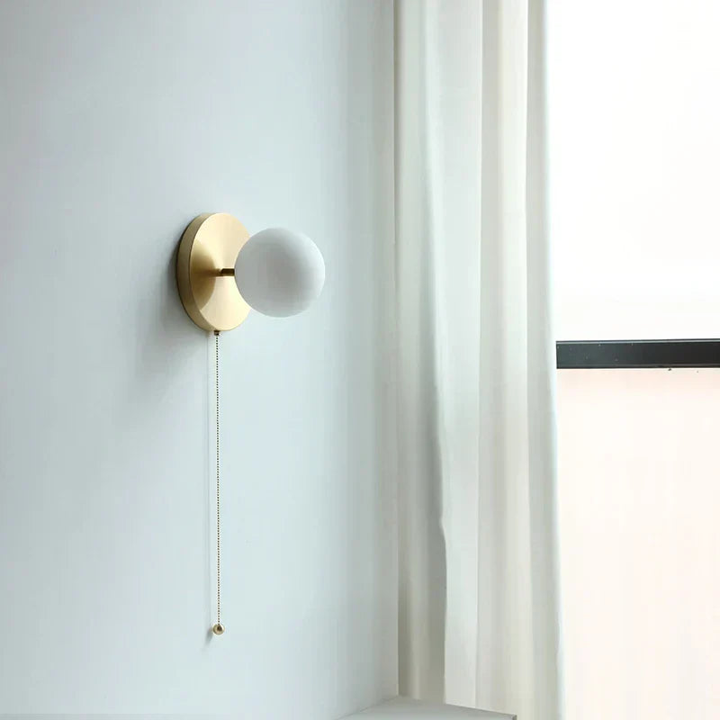 DecorBites™ Glass Ball LED Wall Lights with Pull Chain Switch for Bedroom Cafe Bathroom