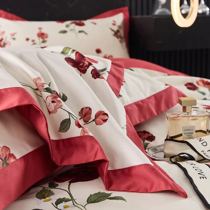 DecorBites™ Egyptian Cotton Bedding Set Queen King Ru Double Size Print Bed Linens