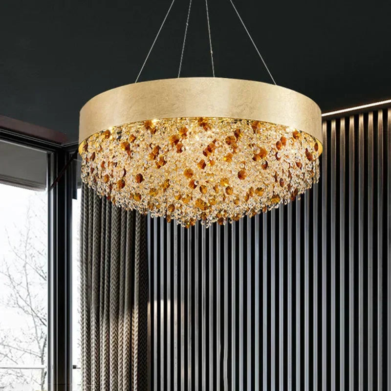 DecorBites™ Circular Crystal Chandelier Pendant Lamp for Living Room, Hotel Lobby, Kitchen Island