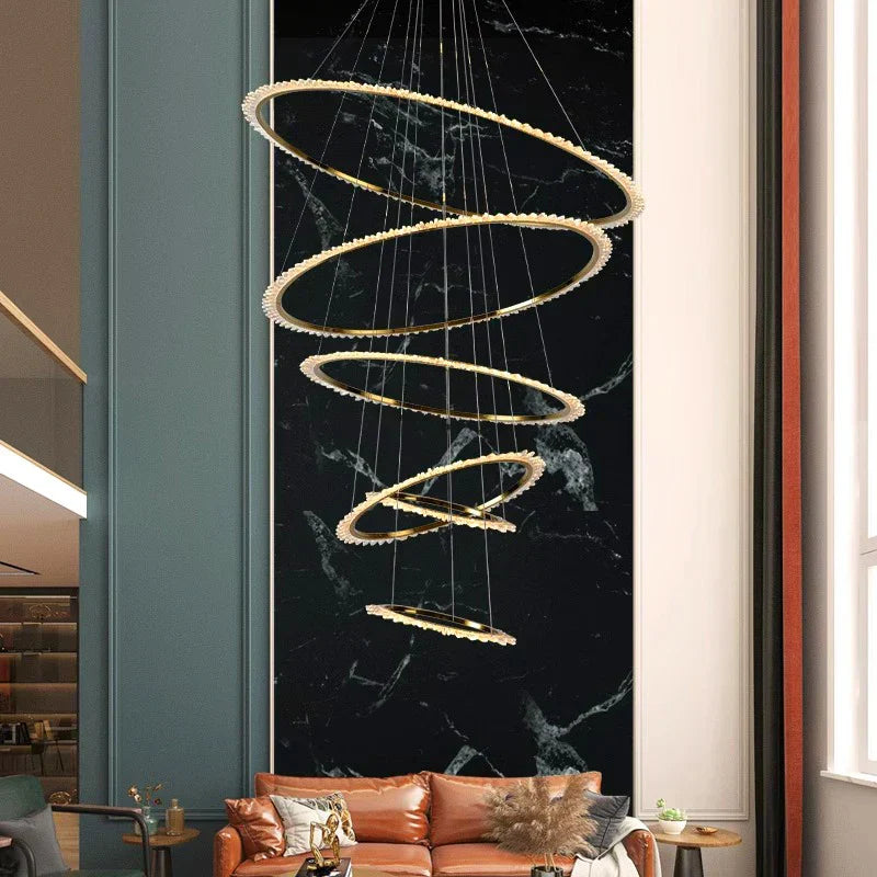 DecorBites™ Crystal Chandelier: Stair Pendant Lamp, Living Room & Interior Lighting