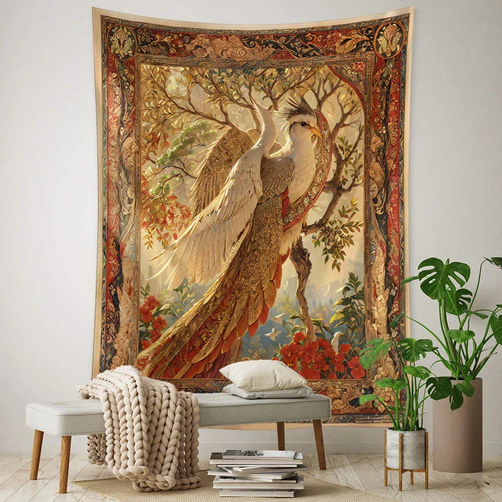 DecorBites™ Flying Bird Tree of Life Tapestry Wall Hanging: Bohemian Abstract Hippie Decor