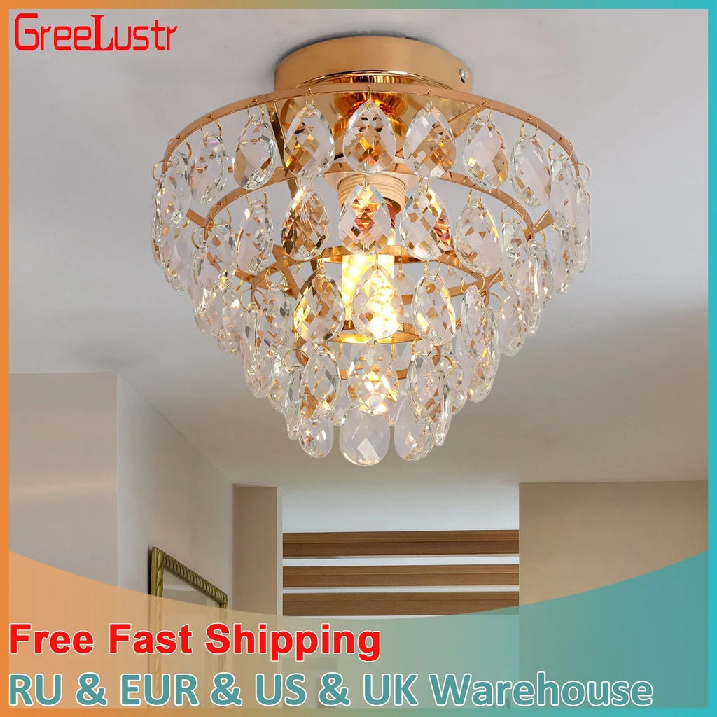 DecorBites™ Crystal LED Chandelier Ceiling Lamp for Living Dining Room Decor