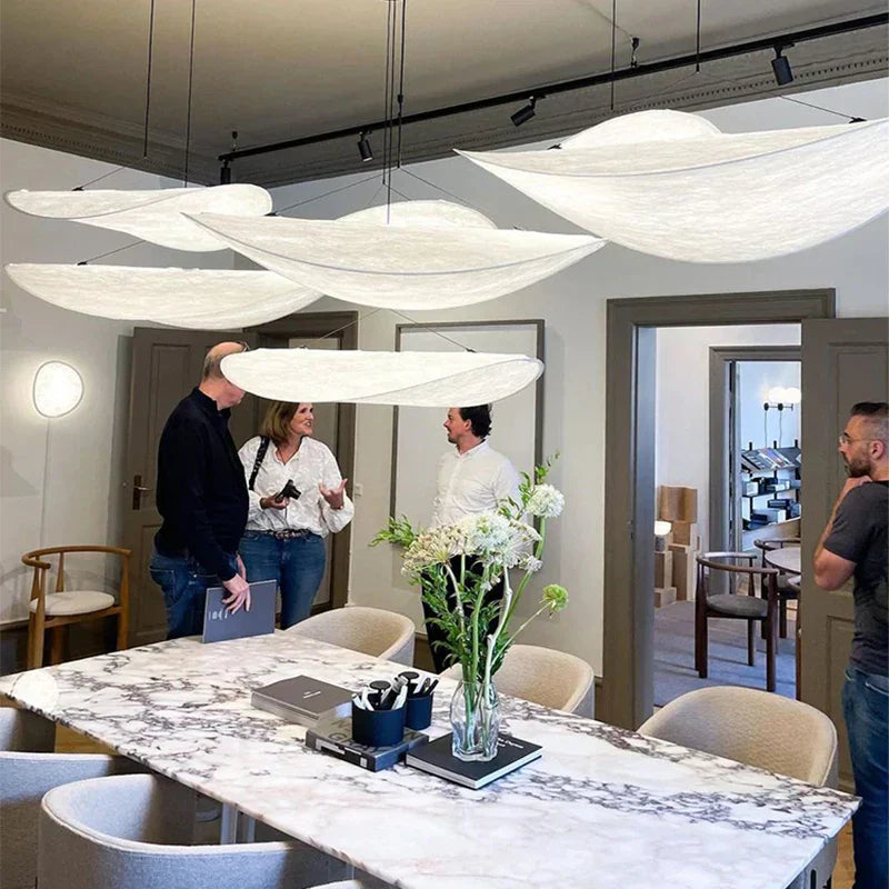 DecorBites™ Japanese Wabi-Sabi Minimalist Bedroom Chandelier - White Art Tea Room Lighting