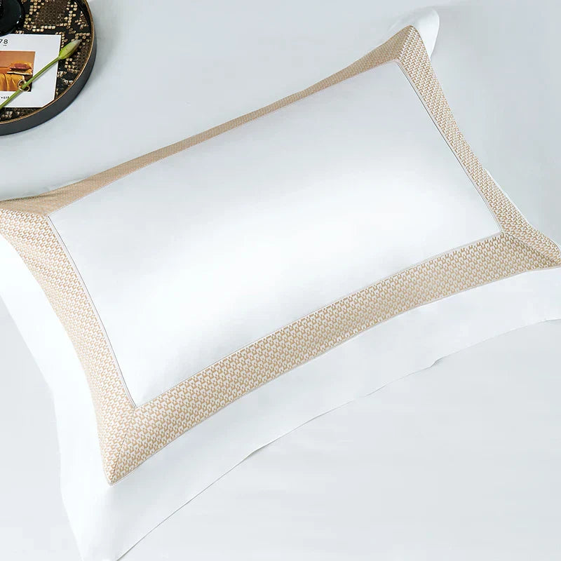 DecorBites™ King Size Luxury 1400TC Cotton White Bedding Set with Embroidery