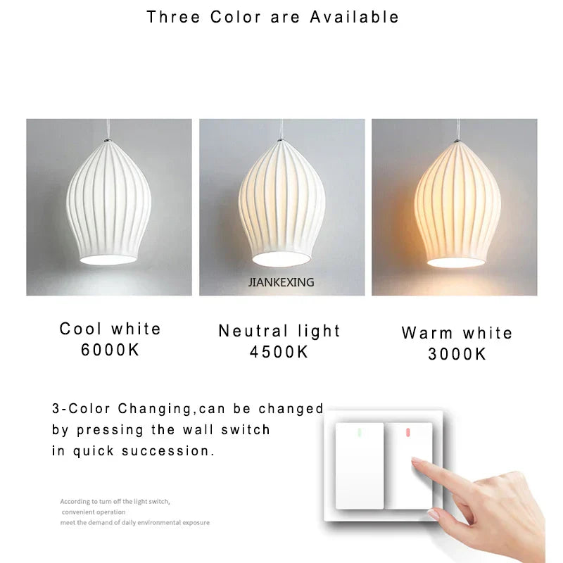 DecorBites™ Elegance Ribbed Ceramic Pendant Lights for Dining Island, Living Room