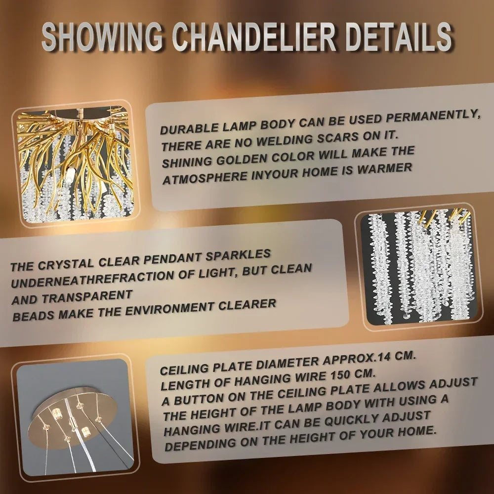 DecorBites™ Crystal Ceiling Chandelier for Bedroom and Living Room