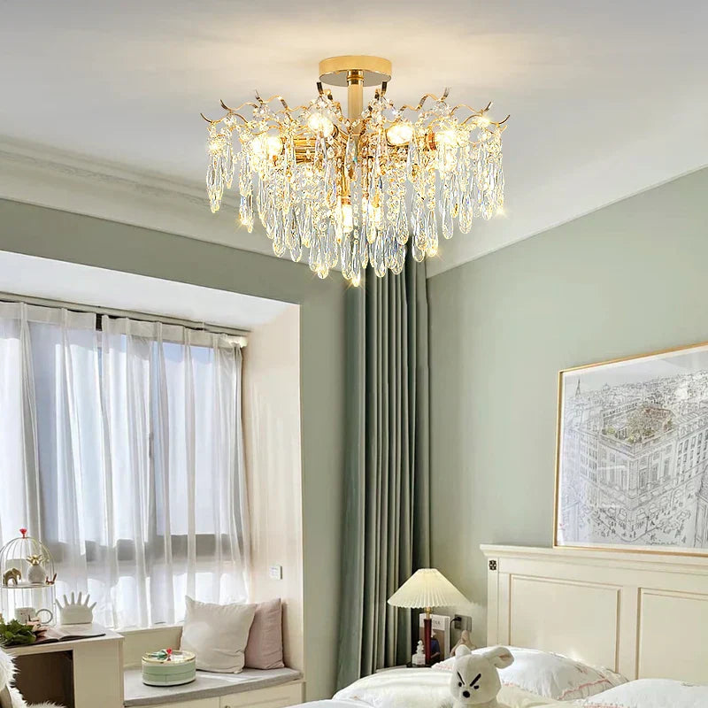DecorBites™ Elegant Crystal Chandelier for Living Room, Dining Room, Bedroom, Villa Hall