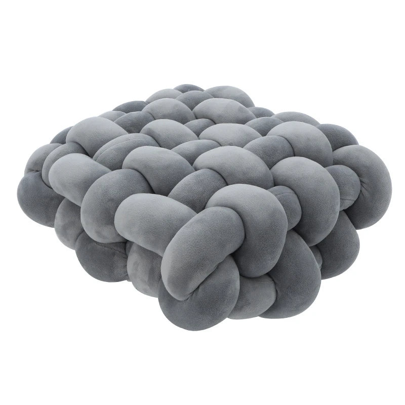 DecorBites™ Knot Square Pillows: Handmade Decor for Living Room, Bedroom, Office in Grey