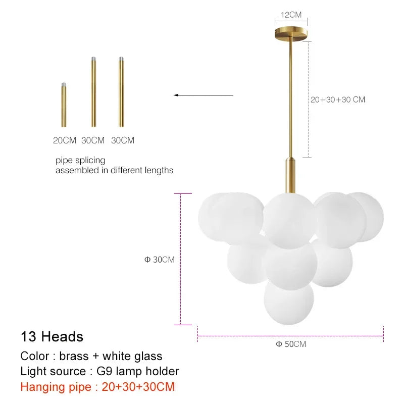 DecorBites™ Glass Ball Pendant Chandelier for Kitchen Living Room Bedroom