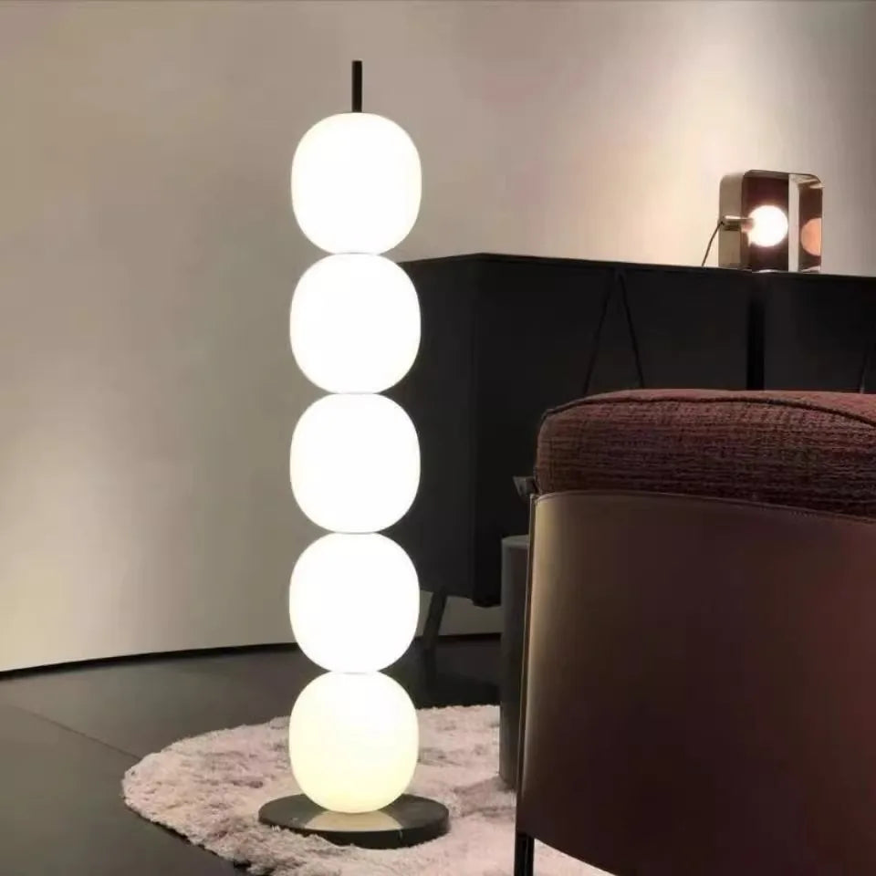 DecorBites™ Gourd String Floor Lamp, White Glass Lampshade, Designer Nordic Floor Light