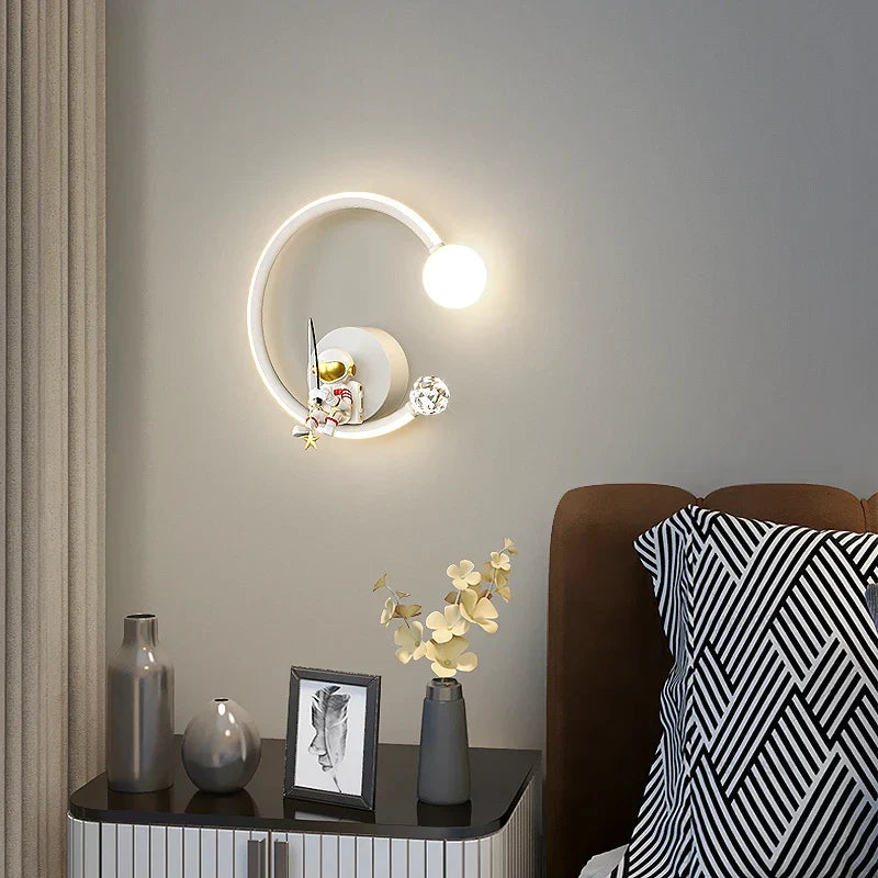 DecorBites™ Astronaut Wall Lamp: Gold White Black Bedroom Decor Resin Wall Mount Light