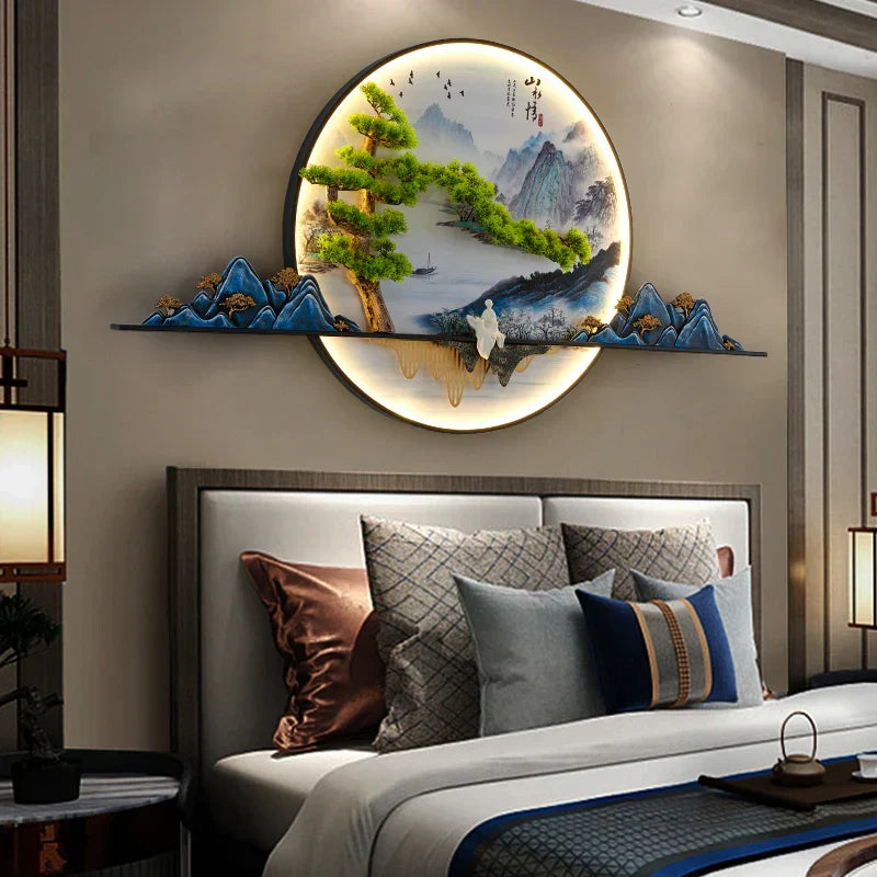 DecorBites™ Landscape LED Wall Light: Modern Chinese Mural Sconce for Home Decor
