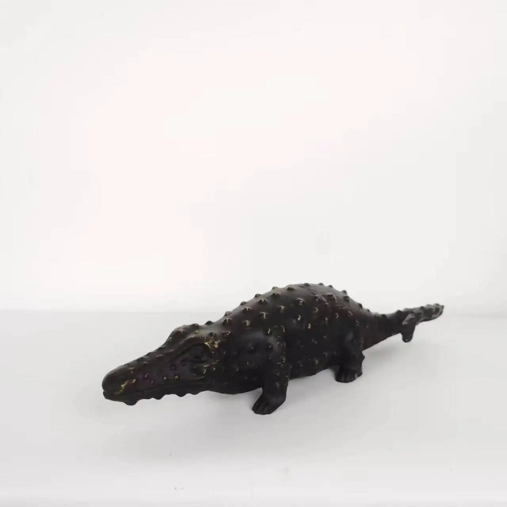 DecorBites™ Golden Crocodile Sculpture Home Decor Figurines