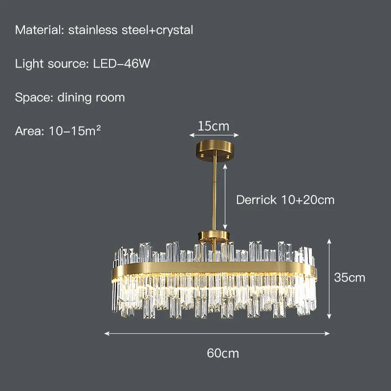 DecorBites™ Crystal Round Ceiling Chandelier: Luxe Nordic Living Room Dining Room Pendant Light