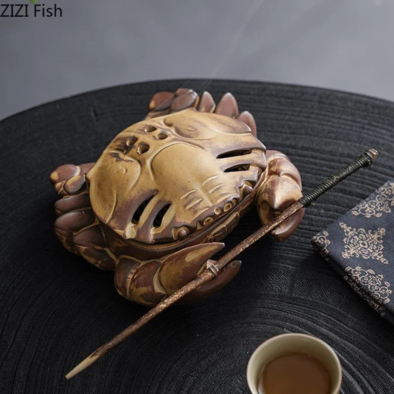 DecorBites™ Crab Ceramic Incense Burner Aromatherapy Tray Room Diffuser Censer Ash Plate