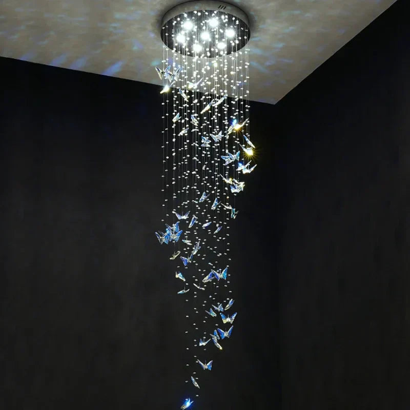 DecorBites™ Crystal Staircase Chandelier: Luxury LED Hanging Lamps for Modern Living Room