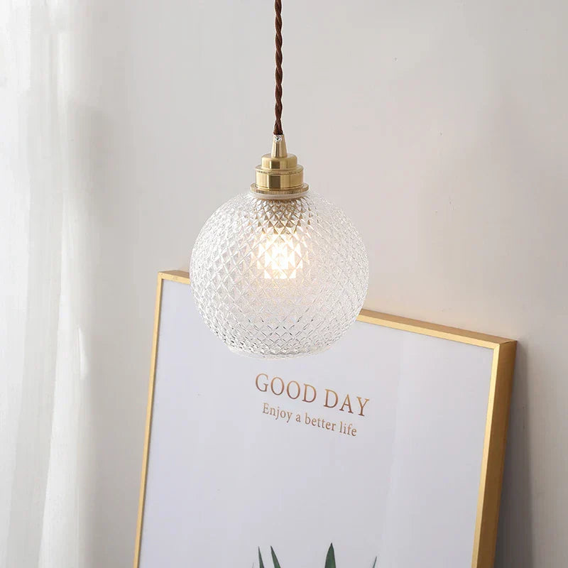 DecorBites™ Glass Ball LED Pendant Light: Nordic Modern Copper Socket Hanging Lamp for Home Indoor Lighting.