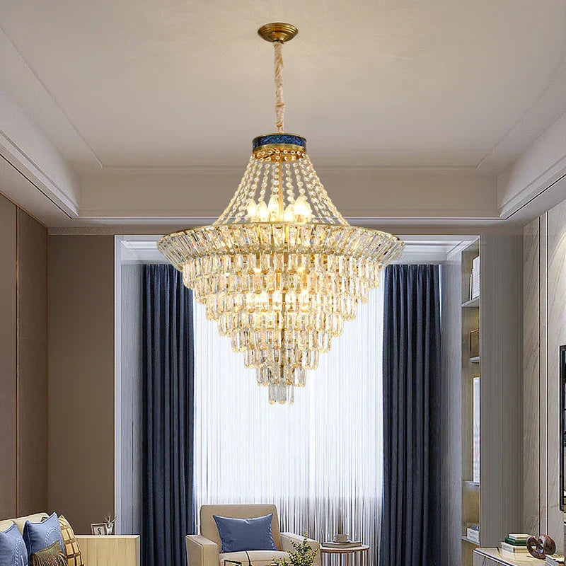 DecorBites™ Crystal Duplex Chandelier: Modern & Elegant for Hotels, Villas, & Living Spaces