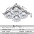 DecorBites™ Crystal LED Ceiling Light: Modern Square K9 Chandeliers, Dimmable Stainless Steel Fixture.