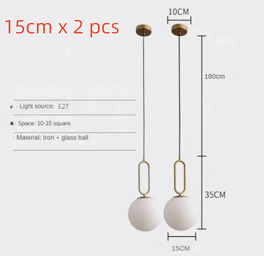 DecorBites™ Golden Glass Ball Pendant Lights Fixture for Kitchen Bedroom Decor