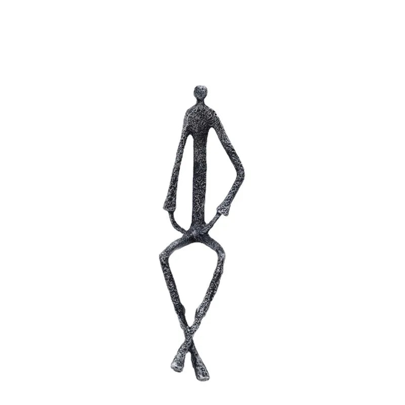 DecorBites™ Abstract Metal Human Sculpture Cast Iron Black Person Desktop Ornament