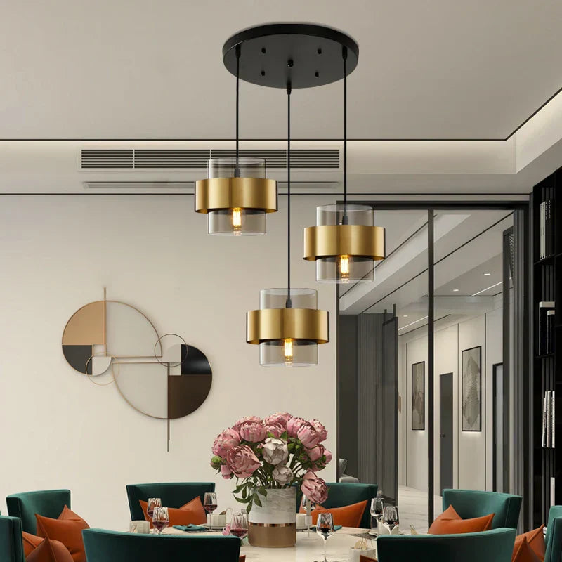 DecorBites™ Golden Pendant Lights for Aisle, Restaurant, Bedroom - Nordic Postmodern Minimalist Style