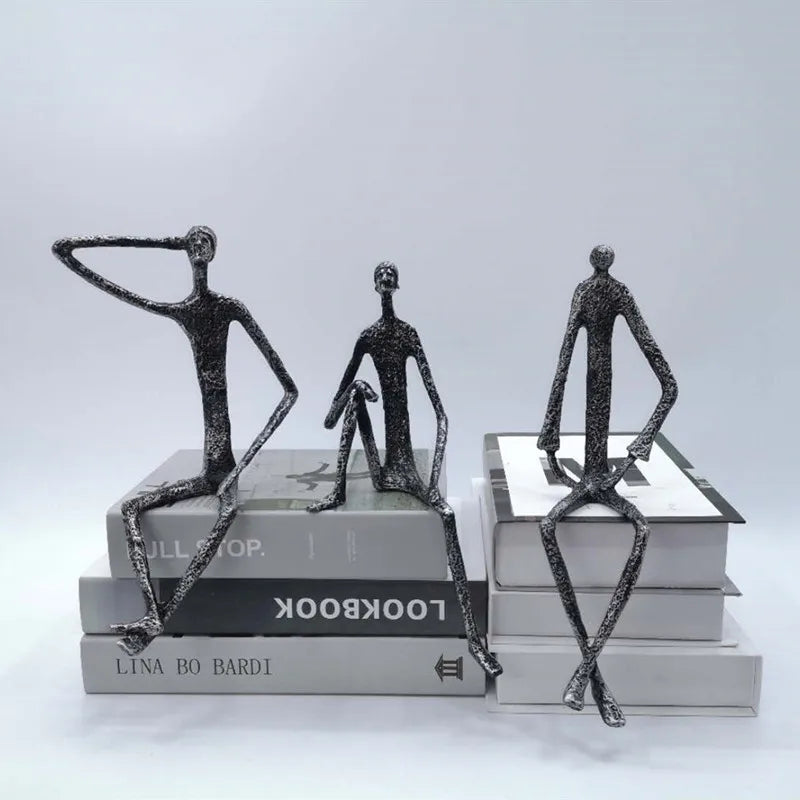 DecorBites™ Abstract Metal Human Sculpture Cast Iron Black Person Desktop Ornament