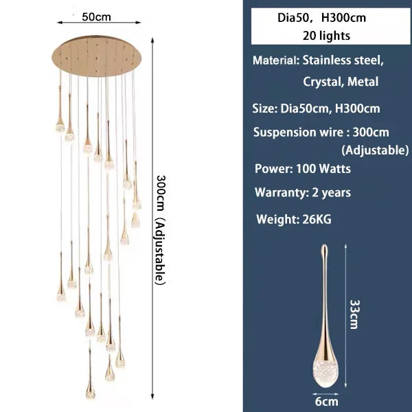 DecorBites™ Crystal Bubble Ball Pendant Lights for Stairs, Dining, Living Room Decor