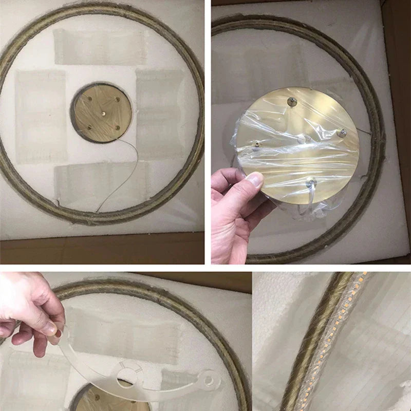 DecorBites™ Golden Round Ceiling Chandelier for Bedroom Dining Art Gallery Indoor LED Fixture