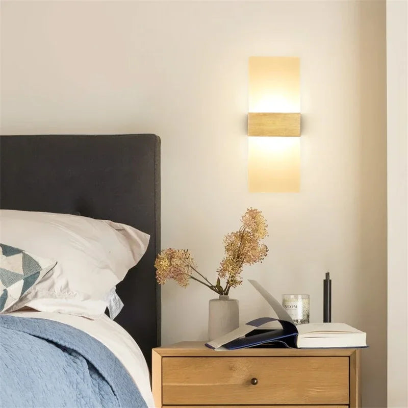 Modern minimalist black led wall light bedroom sconce