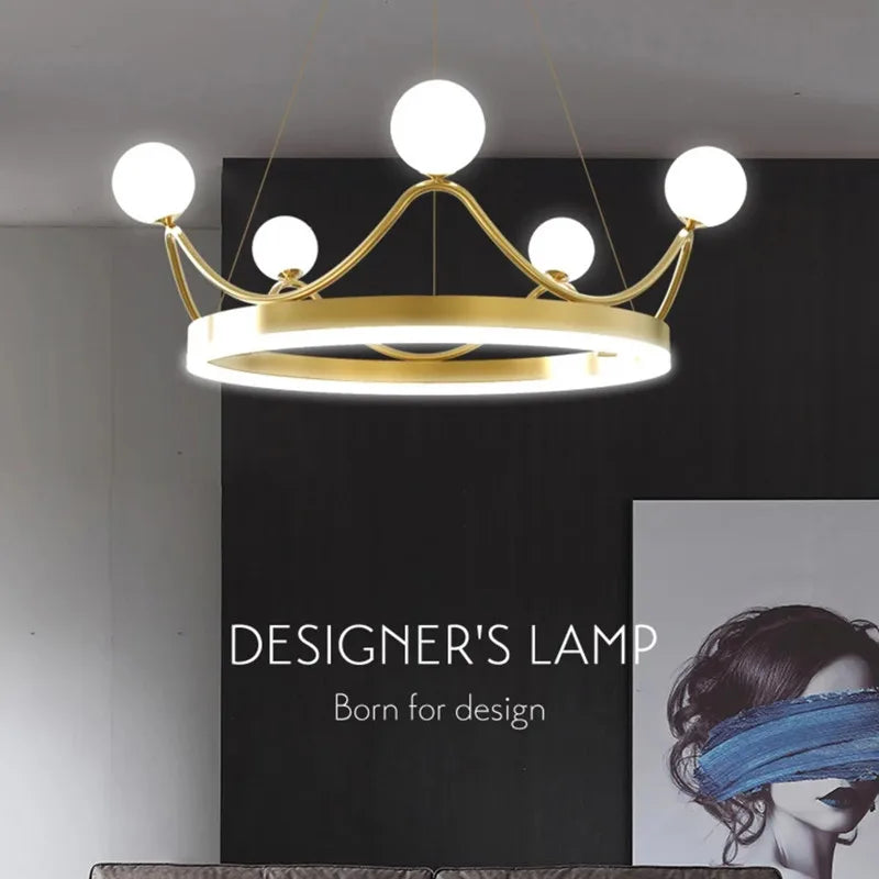 DecorBites™ Crown LED Chandelier: Elegant Ring Lustre for Kids' Room Ceiling Lighting
