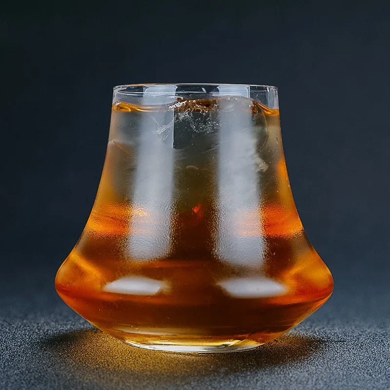DecorBites™ Crystal Whiskey Glass Tumbler | Wind Edge Shape Spirits Cup | Thick Bottom Glass