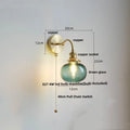 DecorBites™ Green Class Ball LED Wall Light Fixture, Copper Socket, Pull Chain Switch