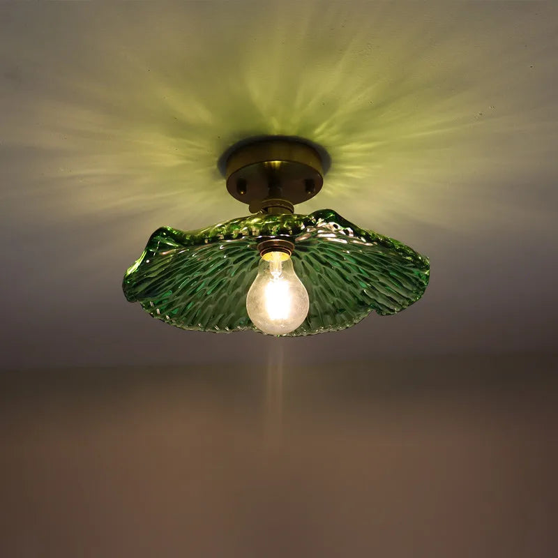 DecorBites™ Green Glass LED Pendant Light - Nordic Modern Copper Luminaire Suspendu