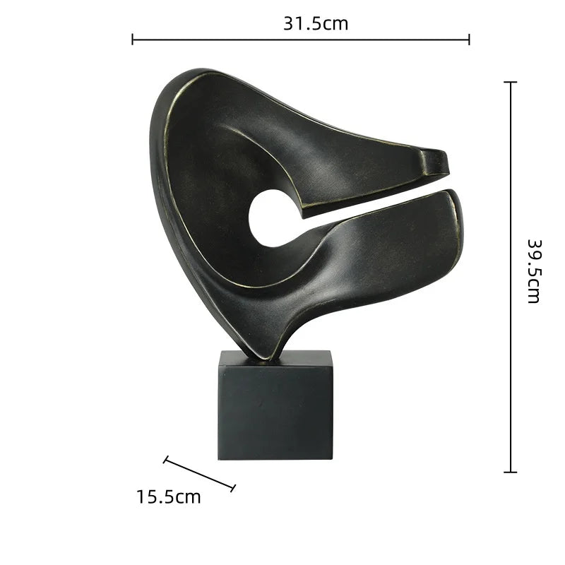 DecorBites™ Abstract Hollowed-out Resin Sculpture, Black and White Modern Home Decor Statue.