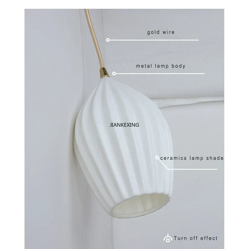DecorBites™ Elegance Ribbed Ceramic Pendant Lights for Dining Island, Living Room
