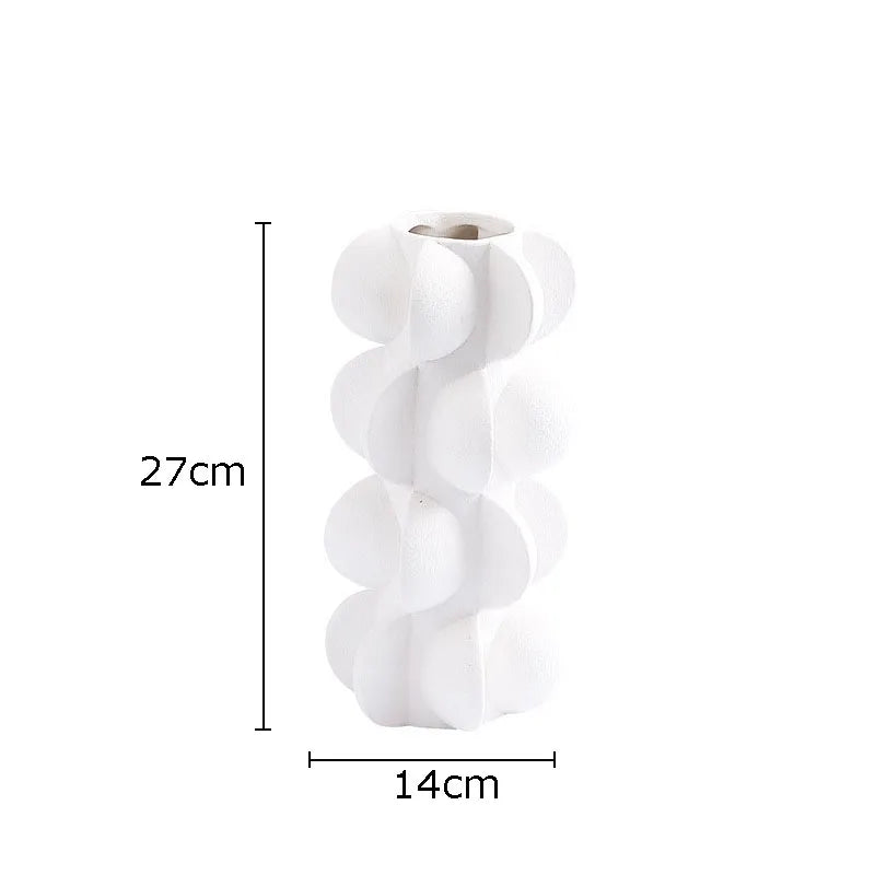 DecorBites™ Geometric Spiral Resin Vase - Black and White Flower Vase for Home Decor