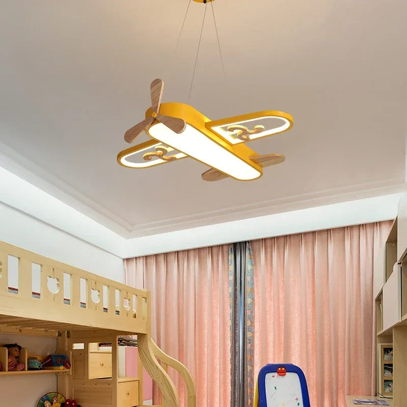 DecorBites™ Kids LED Wood Ceiling Light in Yellow & Blue - Minimalist Design
