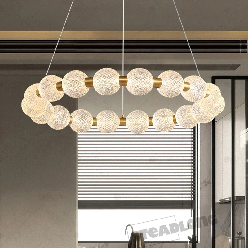 DecorBites™ Glass Ball LED Chandelier Pendant for Living Room & Bedroom